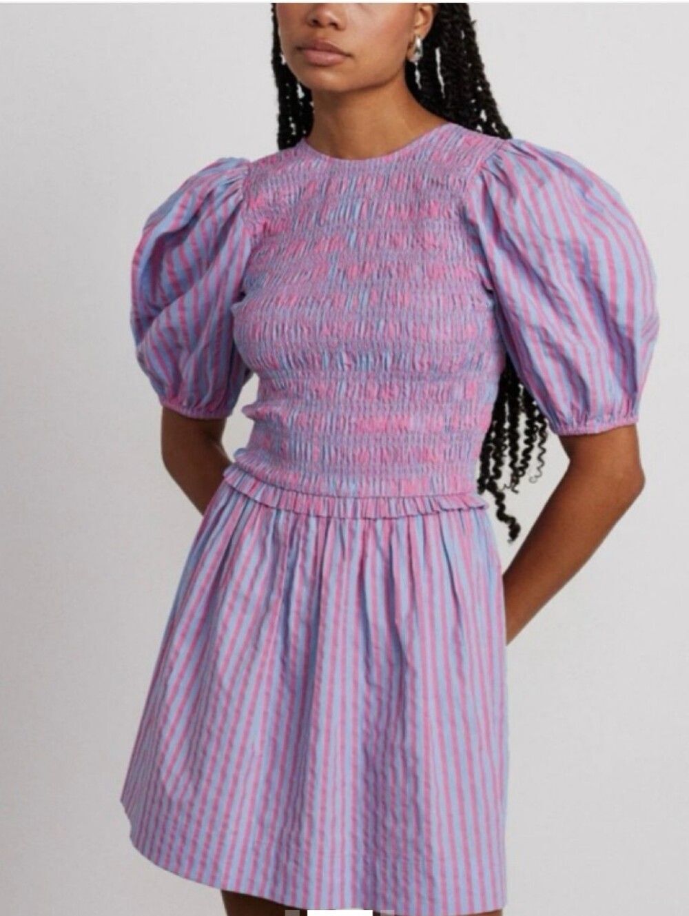 Damson Madder Bluebelle Shirred Mini Dress Size  8 - Picture 11 of 12